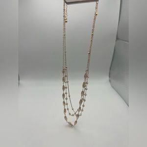 120 Gold Triple Layer with Champagne Beads NWT Necklace.